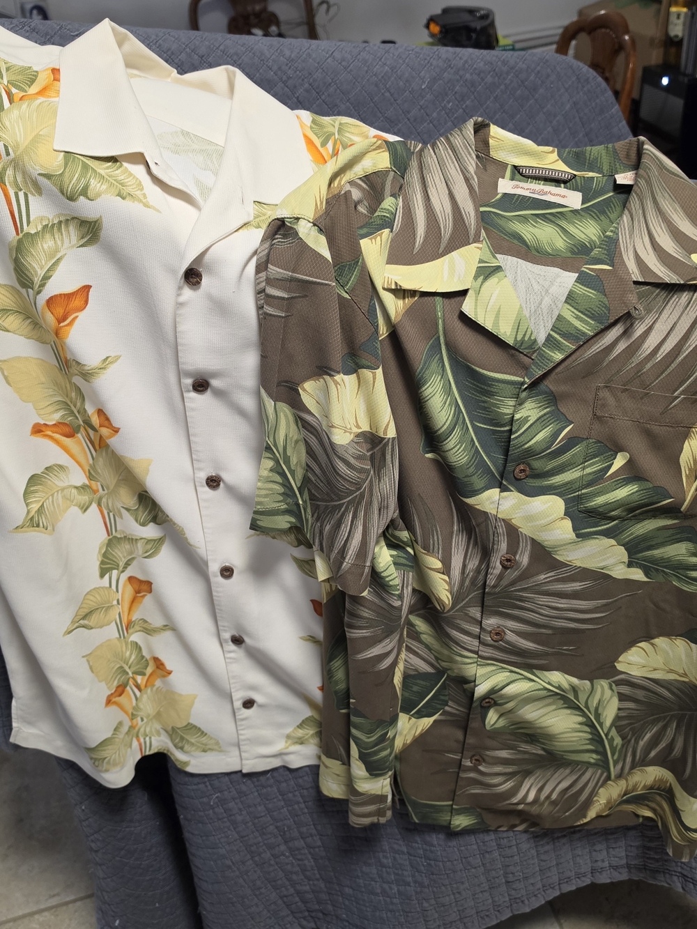 Lot of 2 Tommy Bahama 100% Silk Tropical Camp Shirts - Men's XL